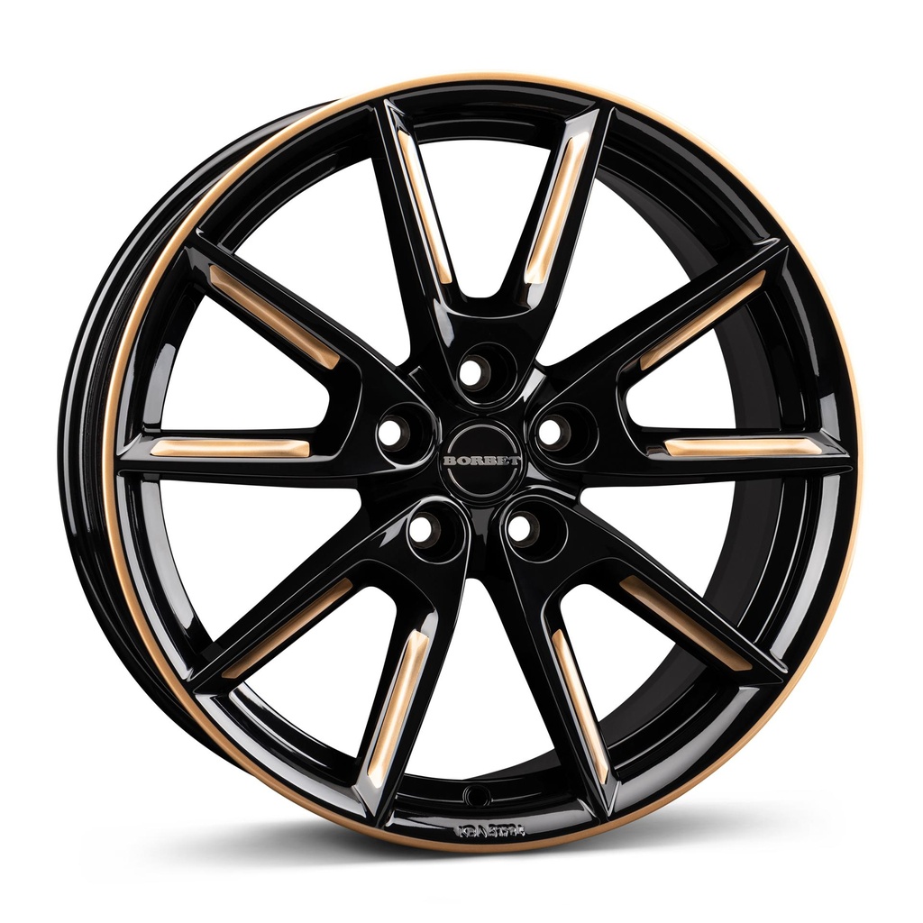 BORBET LX18 BLACK GLOSS GOLD SPOKE RIM 8x18 5/108 ET45 CB72.5