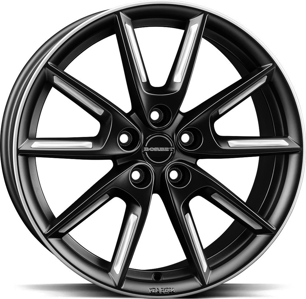 BORBET LX19 BLACK MATT SILV SPOKE RIM 8x19 5/112 ET50 CB66.5